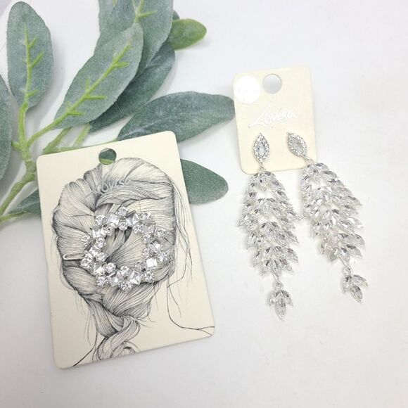 LOVISA Rhinestone Earrings and Hair Clip NWT - Picture 1 of 10